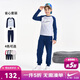 NIKE3BRAND 耐克男女童紅色拜年服長(cháng)T+長(cháng)褲2件套春季兒童插肩袖套裝