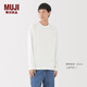 MUJI男式 天竺編織 圓領(lǐng)長(cháng)袖T恤 男士打底衫男款男裝上衣 25年冬季 白色 L （175/100A）