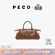 PECO小丑機車(chē)包春夏新款波士頓植鞣油蠟手提單肩休閑百搭斜挎包女 琥珀色頭層半樹(shù)膏小牛