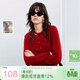 三彩2025冬季新款鏤空圓領(lǐng)針織衫長(cháng)袖套頭毛衫簡(jiǎn)約女
