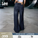 Lee25秋冬新品五袋款寬松深藍男女同款寬腿牛仔褲 深藍色  M 