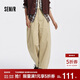 森馬（Semir）[商場(chǎng)同款]休閑褲女寬松長(cháng)褲2025秋磨毛分割彎刀褲101525127012A