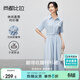 尚都比拉氣質(zhì)翻領(lǐng)一字貼袋襯衫連衣裙女夏款收腰顯瘦直筒裙休閑顯瘦長(cháng)裙