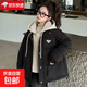 兒童棉服女童冬裝新款韓版中大童假兩件棉衣洋氣加厚連帽外套潮 黑色 150 （建議身高150左右）