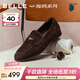百麗（Belle）海鷗復古樂(lè )福鞋女2026春新款商場(chǎng)低跟羊皮通勤小皮鞋F2D1DAA6預售 咖啡色 37 (235mm)