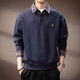 貴色高端格子拼接假兩件Polo衫男2026春秋季新款時(shí)尚個(gè)性設計感衛衣 藏青 L  適合130-150斤