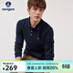 Navigare意大利小帆船長(cháng)袖POLO衫男春秋季彈力翻領(lǐng)T恤衫舒適通勤體恤上衣 海軍藍 L 碼