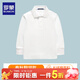 羅蒙11男童長(cháng)袖t恤棉polo衫女童加絨兒童T恤打底衫學(xué)生白色校園服飾翻 純白色 140