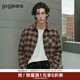 gxgjeans男裝 咖色格紋美式復古寬松長(cháng)袖襯衫 25年秋新品 咖格 L (175)