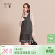 三彩【綿羊毛】2025冬季新款方領(lǐng)蝴蝶結毛呢連衣裙無(wú)袖背心裙M