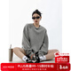 ICH MODE美式圓領(lǐng)純色衛衣女春秋新款寬松慵懶套頭外套長(cháng)袖上衣內搭灰色XL