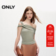 ONLY夏季時(shí)尚金屬LOGO裝飾修身無(wú)袖短款T恤女|124201058 A61 青瓷灰綠色 L 170/88A