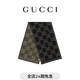 GUCCI古馳GG女士男士羊毛雙面圍巾[禮物] 黑色和多色 均碼