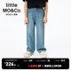little MO&Co.little moco童裝25夏裝新款男女童純棉牛仔褲直筒休閑長(cháng)褲子百搭 牛仔藍色 130 130/56