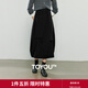 初語(yǔ)半身裙女2025冬季新款軟糯針織裙黑色立體收褶松緊腰花苞裙 黑色 S