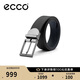 愛(ài)步（ECCO）商務(wù)休閑皮帶 金屬針扣腰帶男9105892 黑色/午夜藍120cm禮盒裝