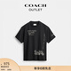 蔻馳（COACH）奧萊男女同款棉質(zhì)SKETCH馬車(chē)圖案休閑T恤短袖舒適 混合黑色 S