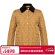博柏利（BURBERRY）女款巴恩風(fēng)米黃色燈芯絨翻領(lǐng)絎縫黃金甲外套夾克 S