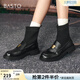 百思圖冬商場(chǎng)新款牛皮厚底樂(lè )福鞋彈力襪靴加絨女短靴C4303DD4 黑色 C4303DD4 37