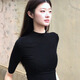 尤克達蒂（yookdd）小高領短袖T恤女春秋半袖打底衫修身顯瘦美式辣妹黑色新款基礎款 黑色半袖 M 【建議95-105斤】