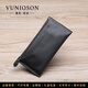 曼尼瓊詩(shī)（VUNIQSON）品牌錢(qián)包男長(cháng)款真皮超薄拉鏈錢(qián)夾頭層牛皮手包男休閑手機包潮 黑色