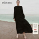 edition連衣裙女新款復古宮廷風(fēng)黑色壓褶氣質(zhì)長(cháng)裙禮服裙 黑色 S