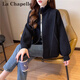 拉夏貝爾（La Chapelle）針織短外套女裝2026年春秋新款韓版寬松時(shí)尚小個(gè)子外套風(fēng)衣上衣女 黑色 XL