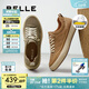 百麗（Belle）復古壓花休閑鞋男牛皮戶(hù)外工裝板鞋A1930BM5預售 卡其 38 (240mm)