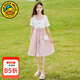 G.duck童裝女童連衣裙夏季新款洋氣兒童公主裙中大童小女孩夏裝學(xué)生裙子 玫瑰粉 120 (建議身高110-120cm 6-7歲）