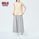 MUJIIDEE 女式 泡泡紗寬版褲 褲子夏款長(cháng)褲休閑褲闊腿褲 GAD63C4S 淺灰色 M （155/68A）