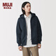 MUJI 男式 毛圈棉 拉鏈連帽衫男士衛衣男生加絨外套26年春季 男裝 藏青色 M (170/92A)