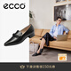 愛(ài)步（ECCO）女鞋單鞋 尖頭皮鞋平底低幫鞋粗跟軟底通勤皮鞋樂(lè )福鞋 型塑214243 黑色21424301001 37