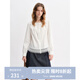 獨束大碼女裝甜美系帶蕾絲花邊襯衫2025秋裝新款圓領(lǐng)泡泡袖上衣 云朵白 XL (尺碼：3）