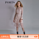 PORTS寶姿春夏新款線(xiàn)條點(diǎn)綴夢(mèng)幻蕾絲長(cháng)裙連衣裙SM8D030MPP015 粉色印花 M (6)