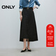 ONLY2025秋季新款設計感百搭純色開(kāi)衩中長(cháng)裙半身裙女|125116024 H1Z黑色 L