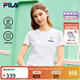 FILA 斐樂(lè )官方女裝針織短袖衫2026春新款時(shí)尚休閑小貓刺繡圓領(lǐng)涼感T恤 云菇白-WT M 165/84A/M