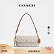 蔻馳（COACH）新款女士馬車(chē)圖案印花BROOK翻蓋鏈帶包斜挎單肩包高級感女包 B4/粉筆白色 灰褐色