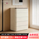 CUERO DESIGN奶油風(fēng)全實(shí)木斗柜臥室客廳收納儲物柜輕奢現代五斗柜床尾置物柜 （70x40x98cm）五斗柜【暖白色】 【免費上門(mén)安裝】