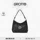 GROTTO個(gè)樂(lè )經(jīng)典黑石hobo包大小號植鞣綿羊皮腋下單肩斜挎軟包通勤禮物 經(jīng)典黑 銀標S