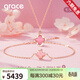 Grace Girl18K金甜心四葉草項鏈女粉貓眼彩金吊墜輕奢時(shí)尚送女友禮物 18K金四葉草套裝-A款