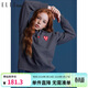 ELLE KIDS學(xué)院風(fēng)愛(ài)心繡標針織套裝女童秋裝翻領(lǐng)毛衣 灰色 150 