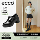 愛(ài)步（ECCO）單鞋 輕奢牛皮扣帶增高粗跟高跟鞋樂(lè )福鞋女 都市首爾223543 黑色22354301001 37
