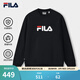 FILA 斐樂(lè )官方情侶款套頭衛衣秋冬季新款休閑寬松長(cháng)袖加絨保暖上衣 【加絨款】正黑色-BK S 165/88A/S