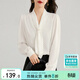 尚都比拉通勤飄帶領(lǐng)白色襯衫女秋季上衣珍珠扣設計氣質(zhì)休閑時(shí)尚洋氣襯衣