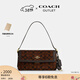 蔻馳（COACH）奧萊女士女包經(jīng)典標志繩絨織物ETTA 25號翻蓋單肩包腋下包盒子包 IM/松露色