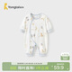 童泰嬰兒連體衣春秋季純棉寶寶衣服新生兒偏開(kāi)哈衣爬服睡衣藍色73cm