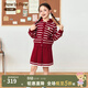 PawinPaw卡通小熊童裝25年秋冬新款女童針織套裝裙休閑學(xué)院風(fēng) Red紅色/20 130