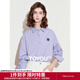 初語(yǔ)純棉翻領(lǐng)襯衫女26春季新款繡花上衣休閑通勤百搭打底襯衣 淺紫色 M