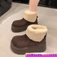 星期六戀人 SATURDAY LOVER時(shí)尚丑萌雪地靴女2025新款冬季加絨保暖毛毛短靴厚底增高大頭棉鞋 咖啡色 升級款 38