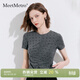MeetMetro瑪依爾修身顯瘦短袖T恤女2026夏季新款植絨波點(diǎn)氣質(zhì)上衣 深灰【現貨閃電發(fā)】 L